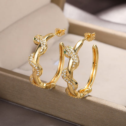 Golden Cobra Hoop Earrings