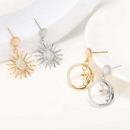 Asymmetrical Sun & Moon Earrings