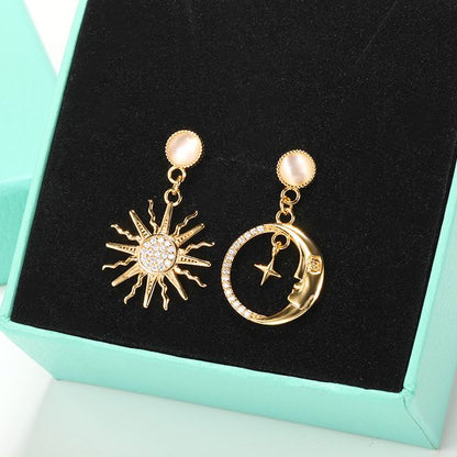 Asymmetrical Sun & Moon Earrings